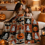 Halloween Patchwork Flannel Throw Blanket