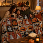 Halloween Patchwork Flannel Throw Blanket