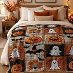 Halloween Patchwork Flannel Throw Blanket
