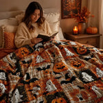 Halloween Patchwork Flannel Throw Blanket
