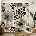 Vintage Floral Leopard Shower Curtain